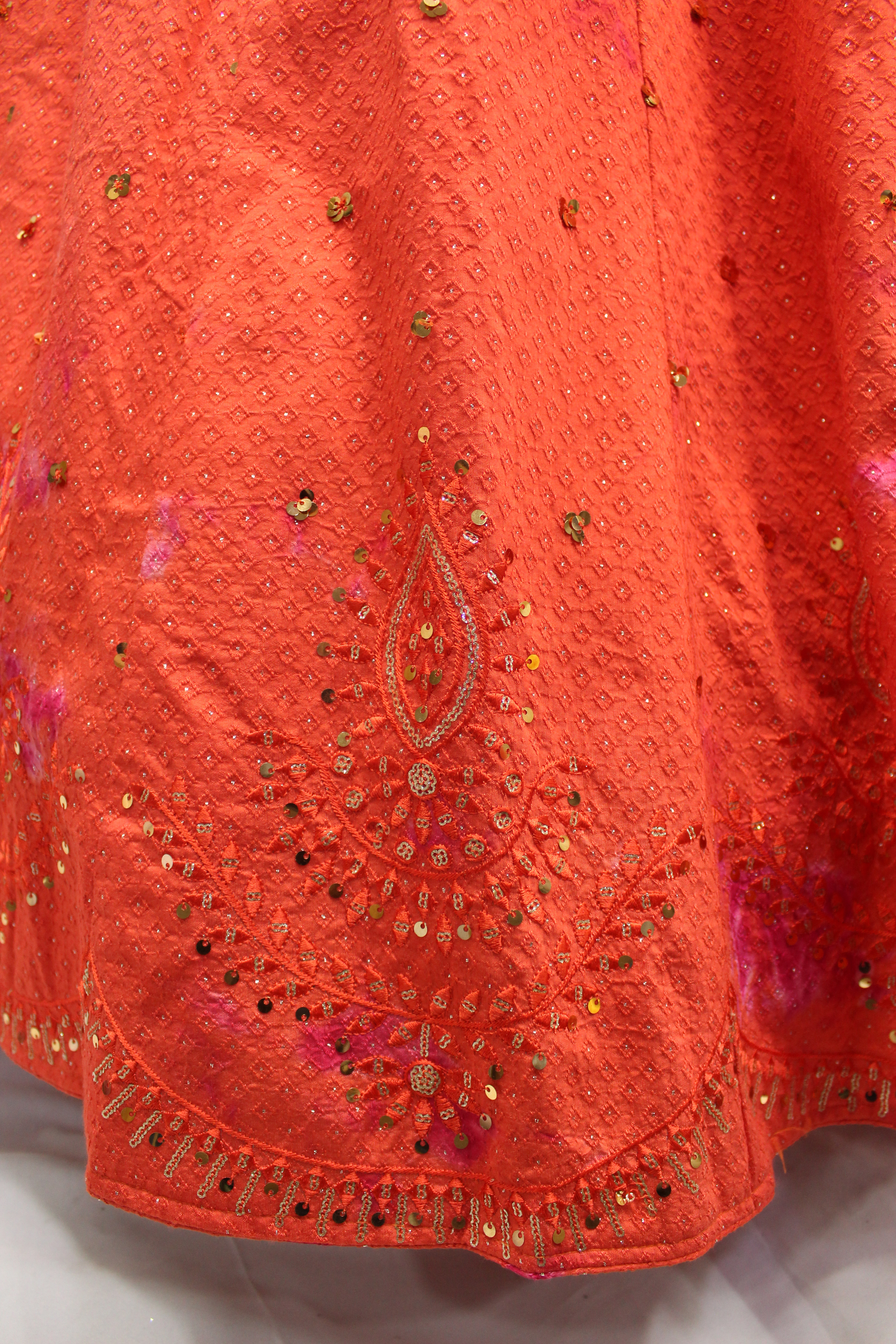 Shibori Printed Cotton Gown in Red